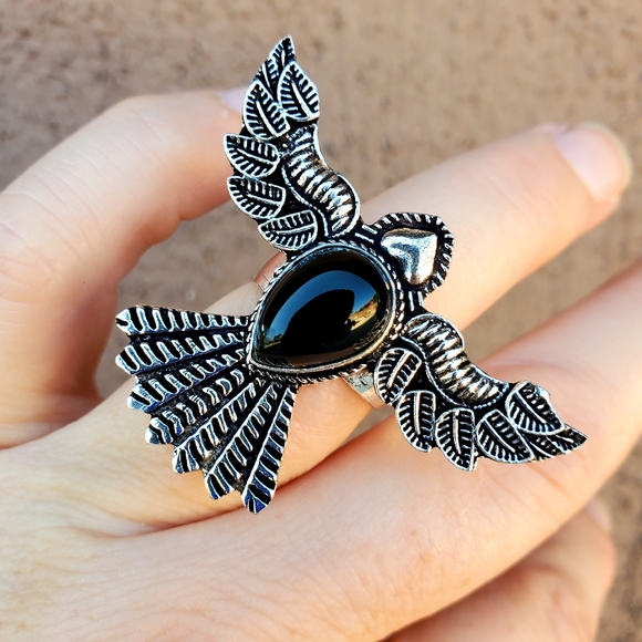 New Black Onyx 925 Silver Mystic Ring. - Picture 7 of 11